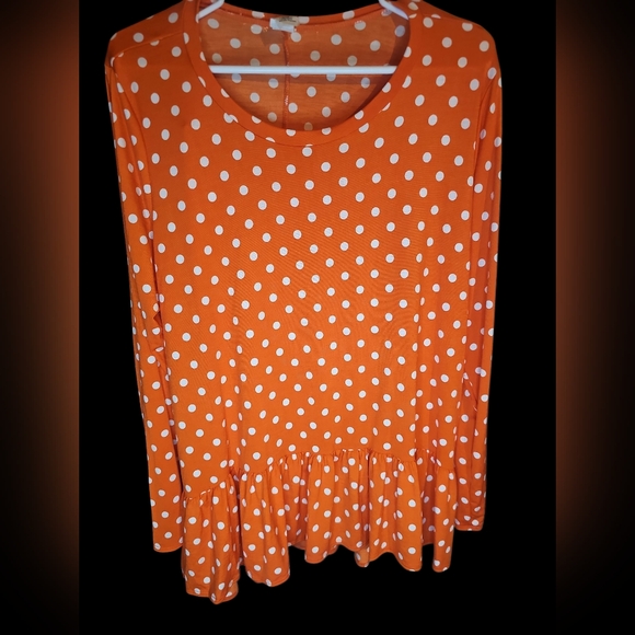Orange Polka Dot Women's Top - Picture 1 of 2